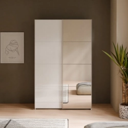 Szafa ubraniowa z lustrem 120 cm Kolor Biały / Biały połysk